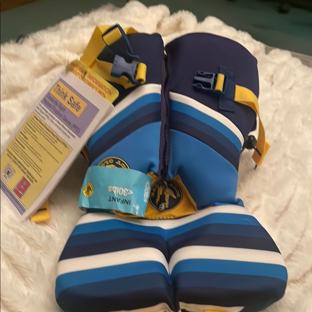 Infant Blue and Yellow Swim Vest with Stripes